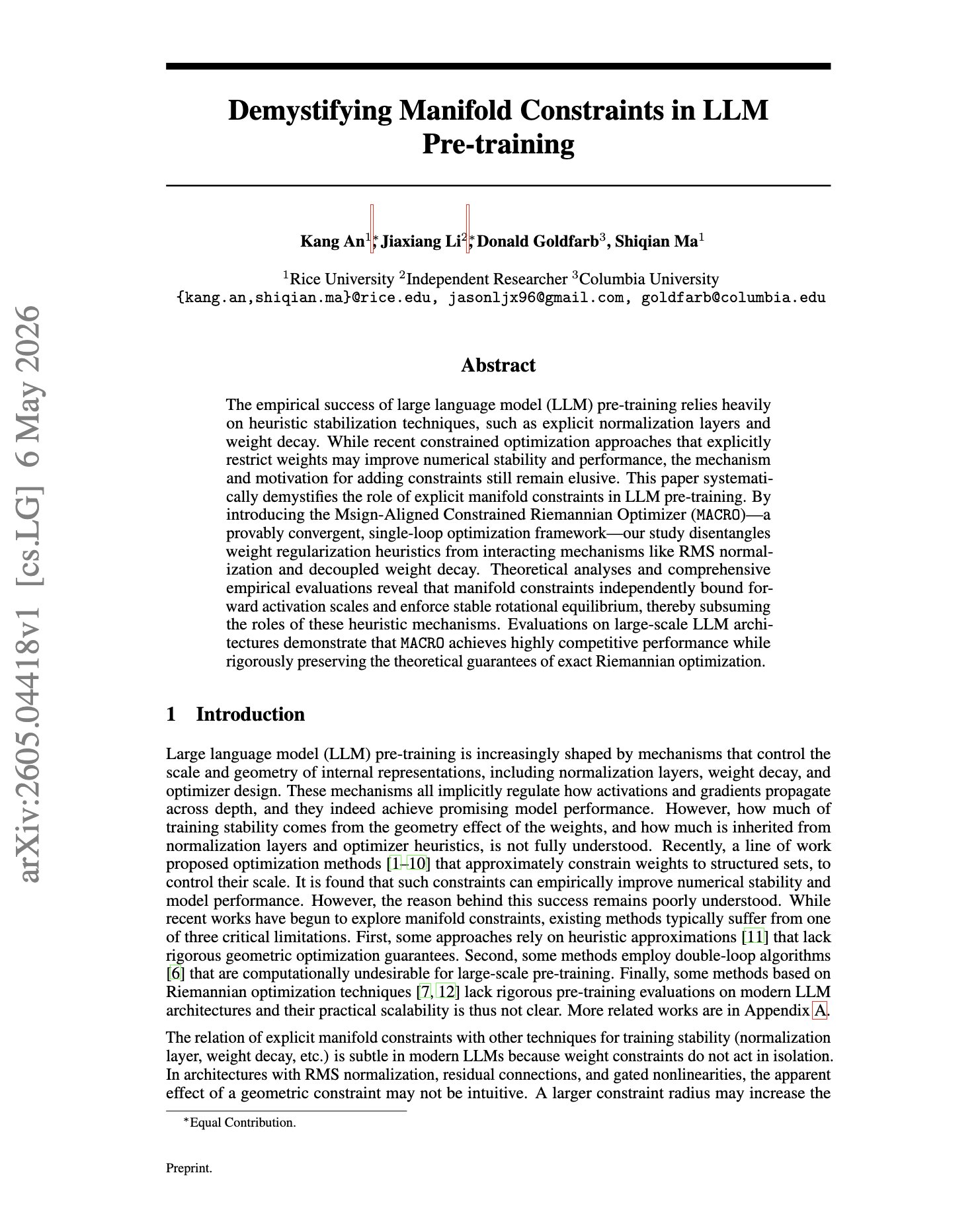 Demystifying Manifold Constraints in LLM Pre-training