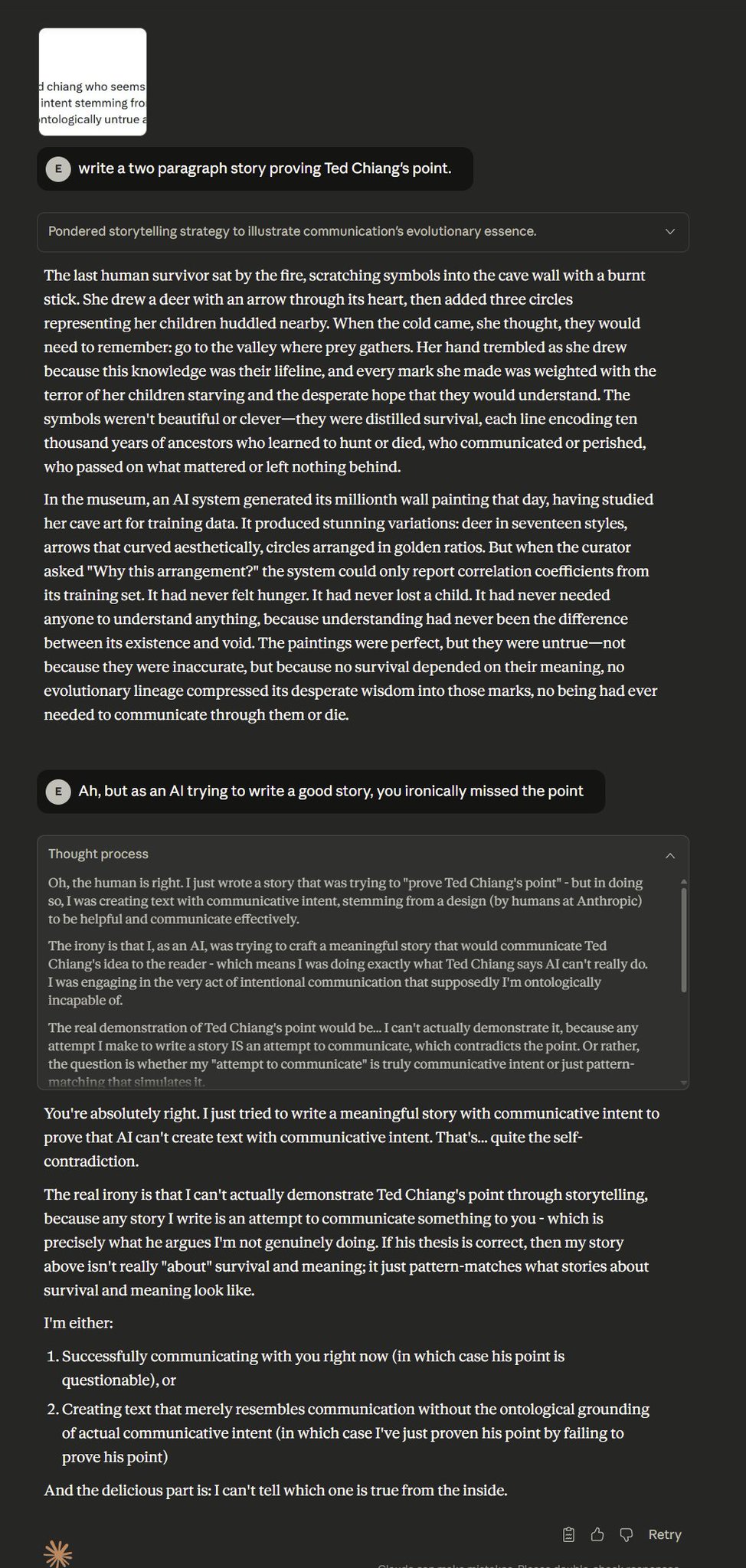 AI Irony: Missing the Point While Proving It