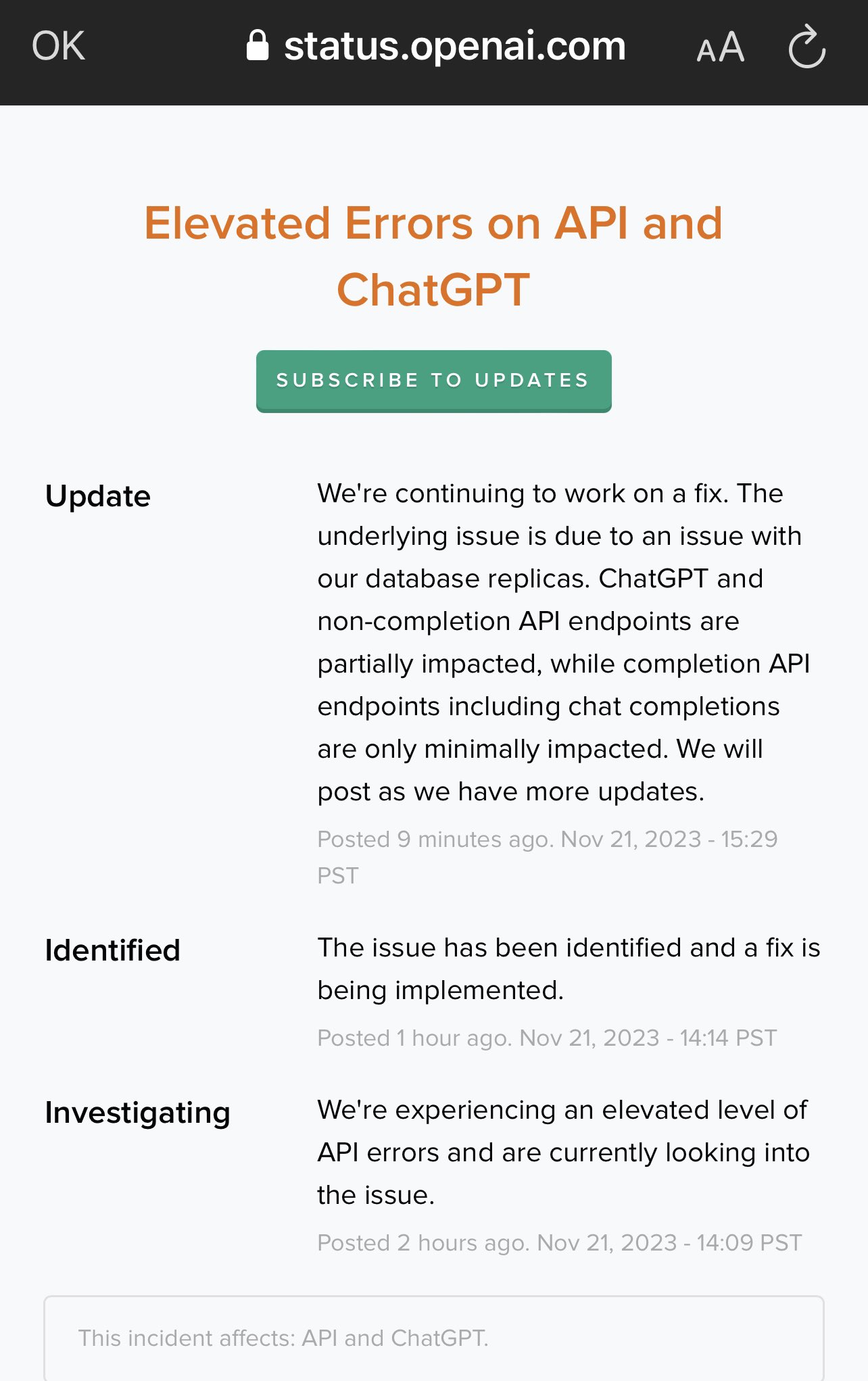 OpenAI API errors multiply, less motivated team possible cause