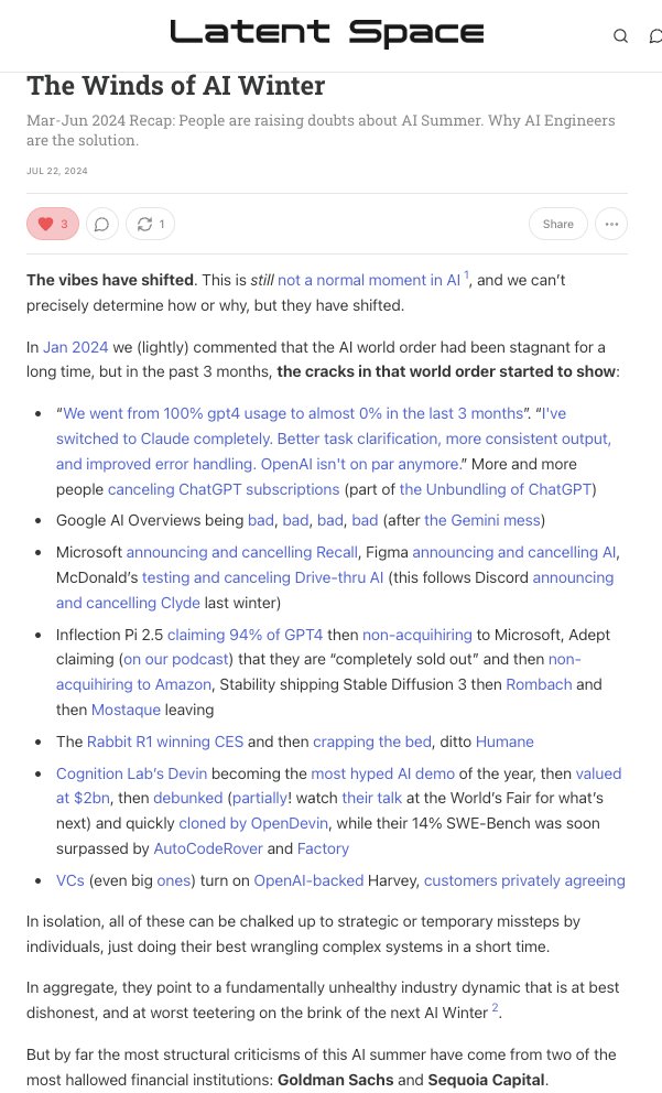 AI Winter Winds: Market Shifts and Investor Perspectives