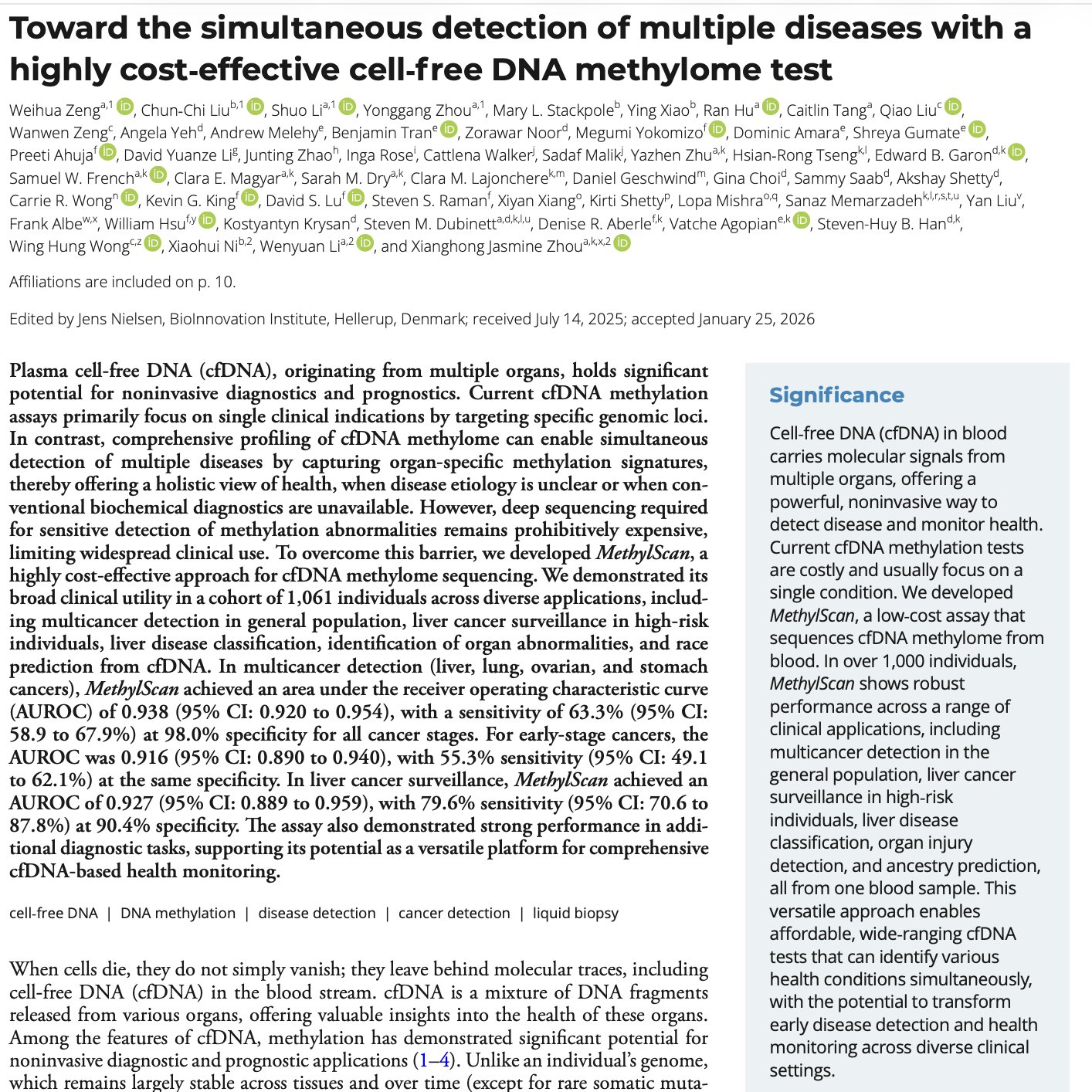 AI Blood Test Detects Multiple Diseases via DNA Methylation