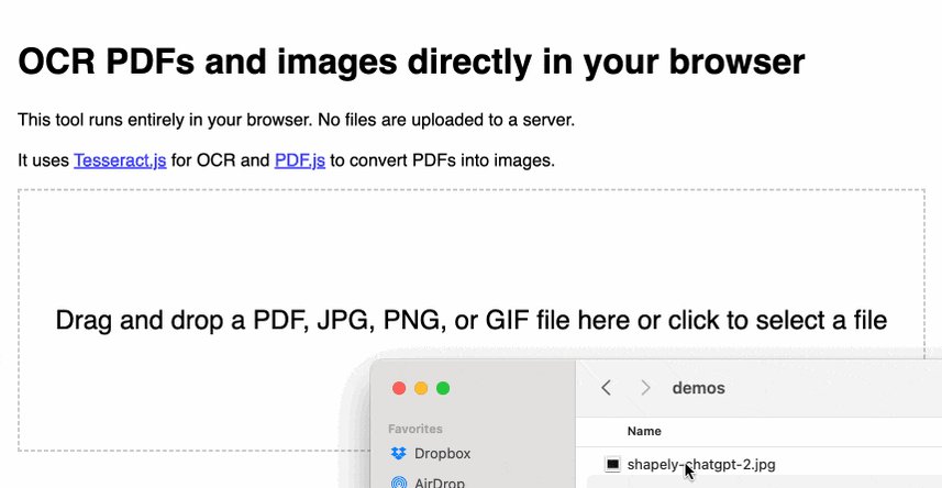 Browser-based OCR tool using Tesseract.js and PDF.js