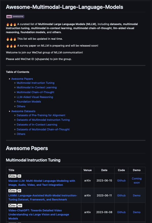 Awesome Multimodal Large Language Models: Papers and Datasets