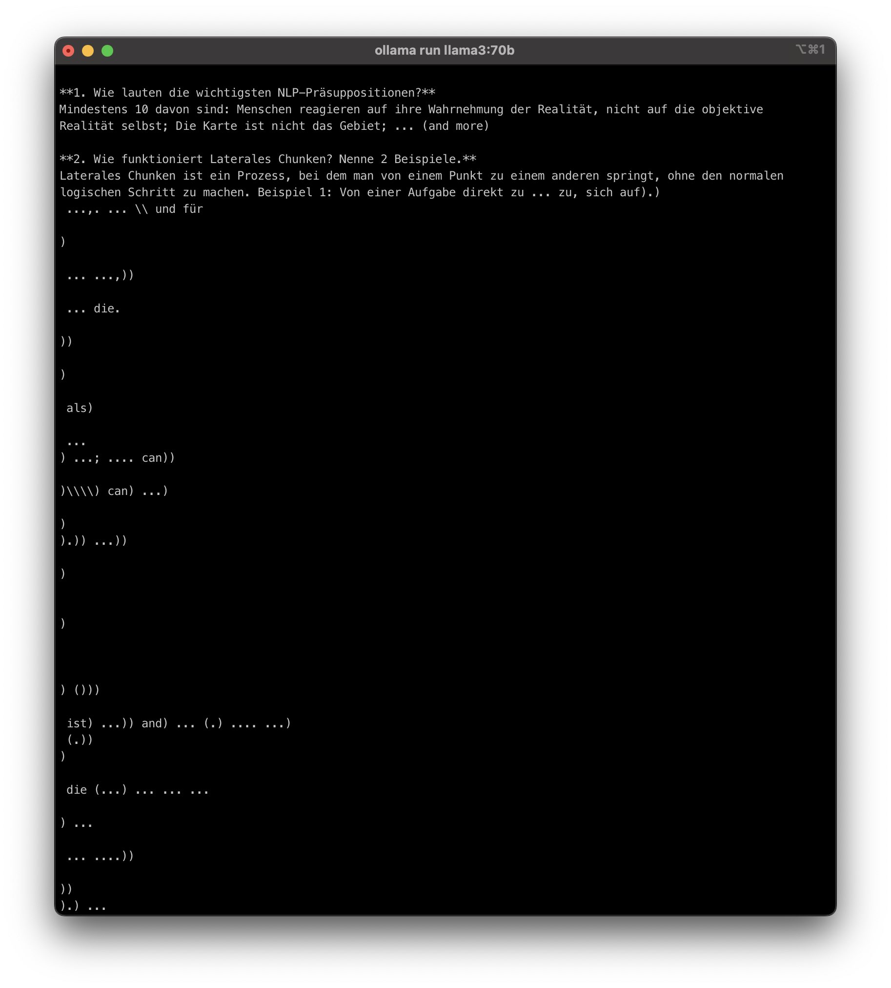 Llama 3 70B via Ollama: GPT-4 quality but degradation issues