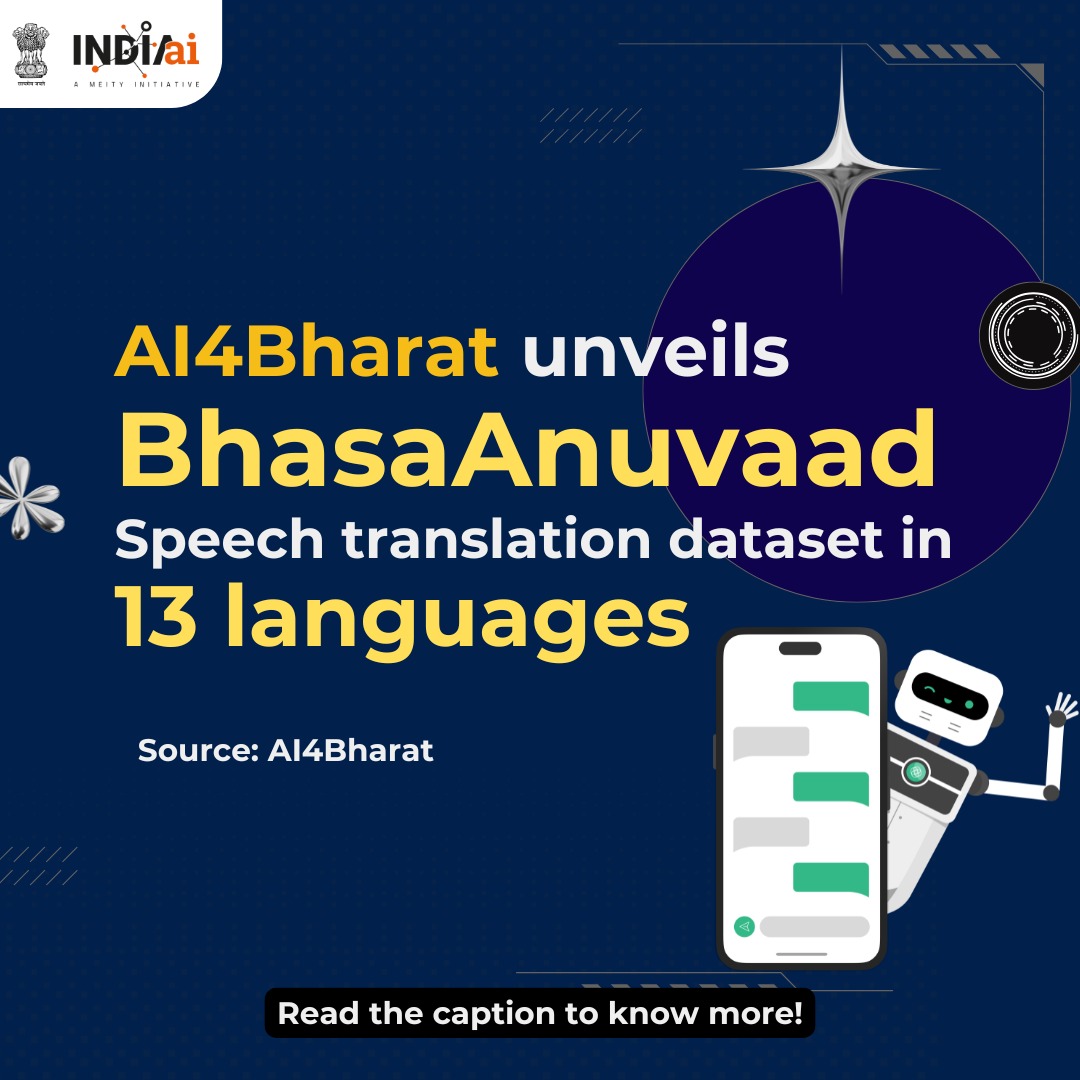 AI4Bharat Releases Largest Indian Language Speech Translation Dataset