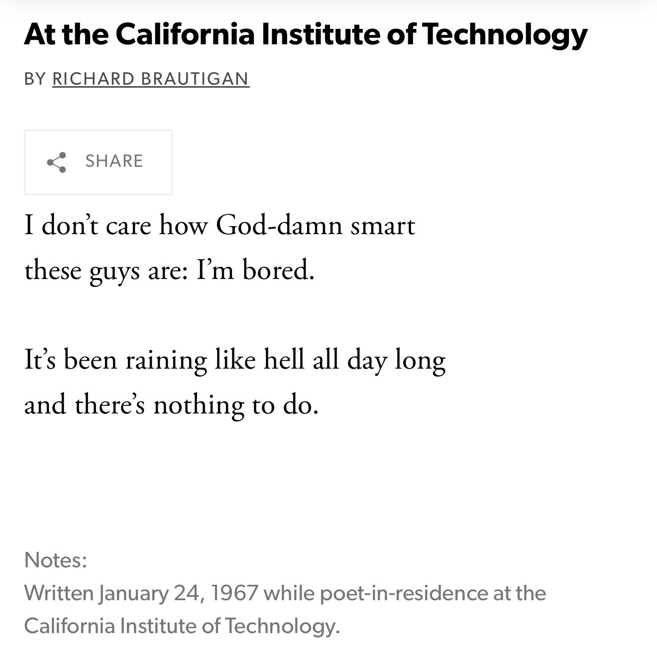 Brautigan’s Technology Poetry Beyond Machines of Loving Grace