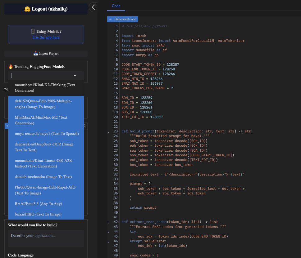 Hugging Face Top 10 Models and Spaces Now Available in Anycoder
