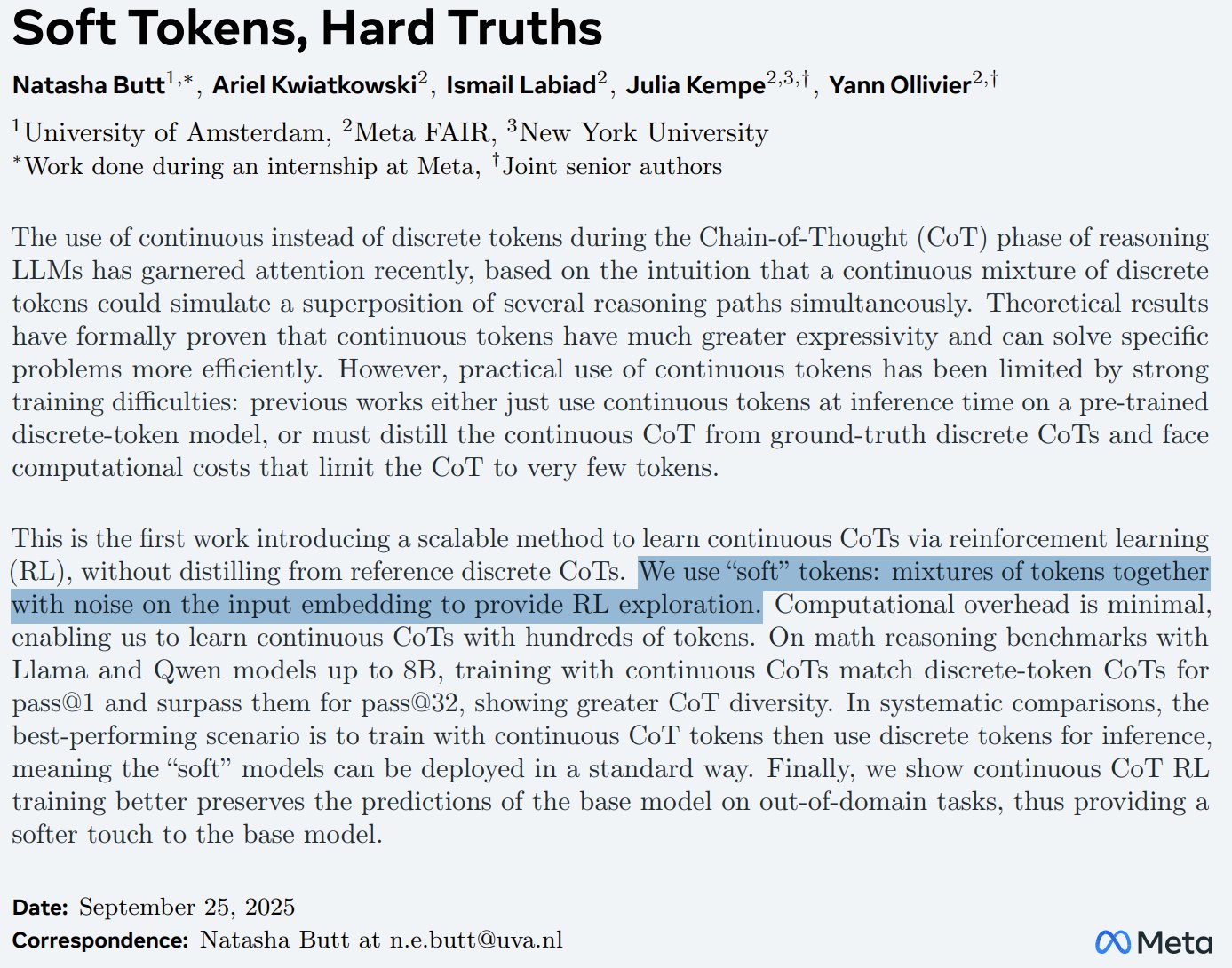 Meta’s Continuous Chain-of-Thought Reasoning for LLMs