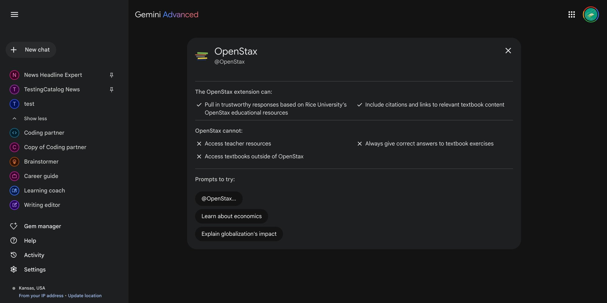 Gemini Extensions: dedicated page and OpenStax resources