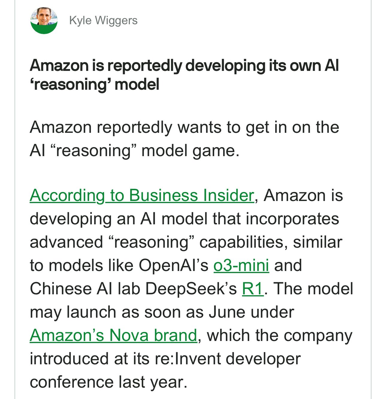 Amazon developing Nova reasoning model