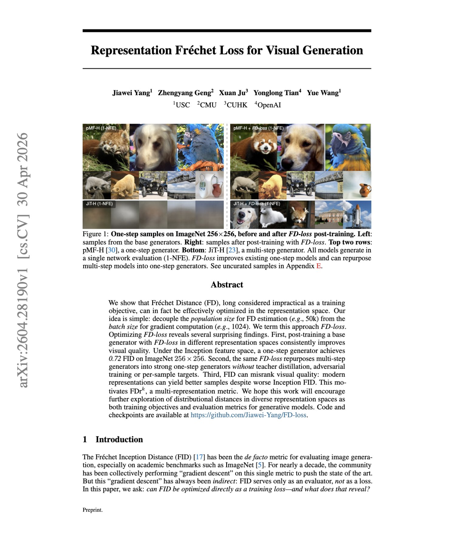 Representation Fréchet Loss Enables Direct FID Optimization for Visual Generation