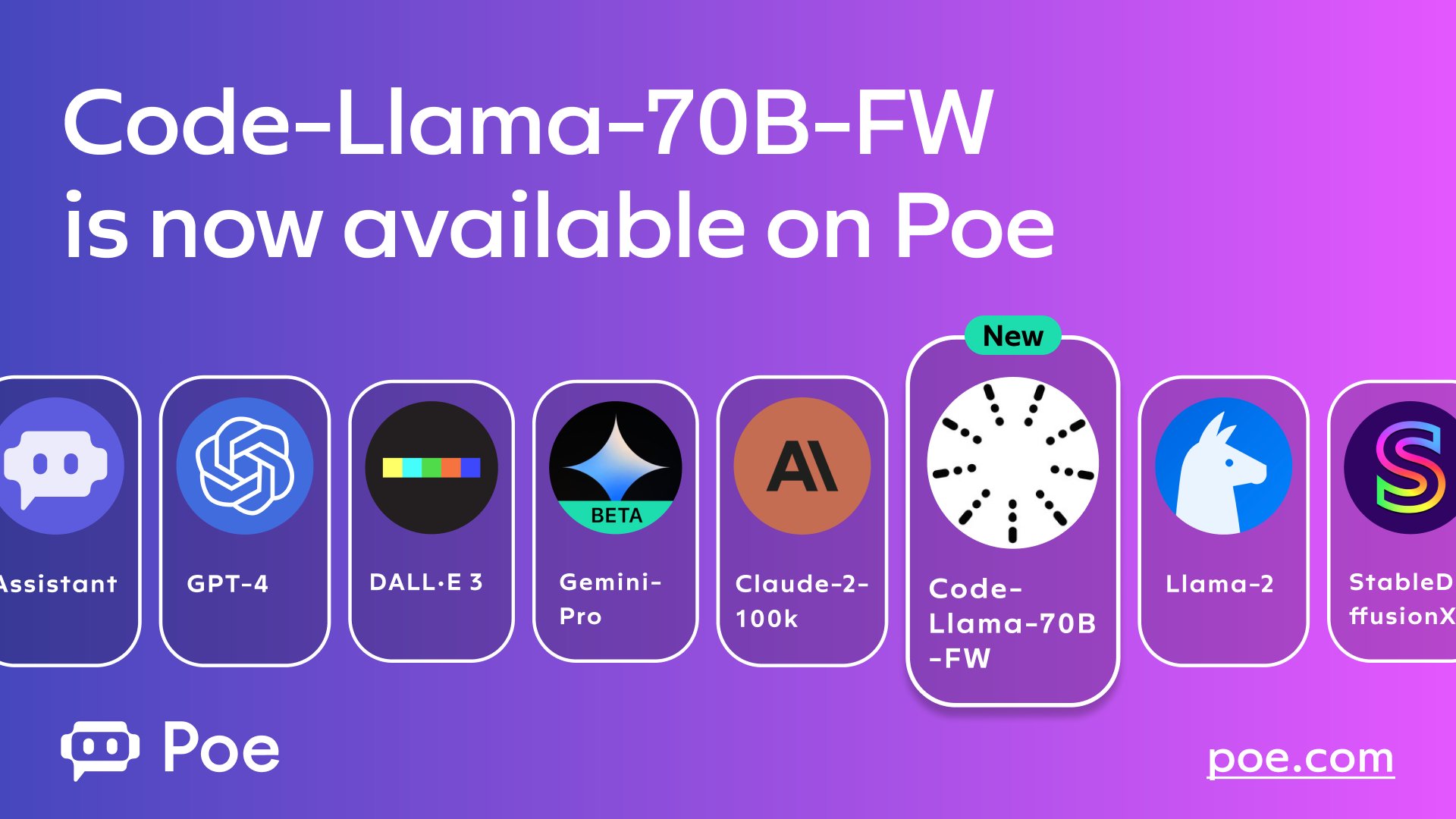 Code-Llama-70B-FW Now Available on Poe Platform