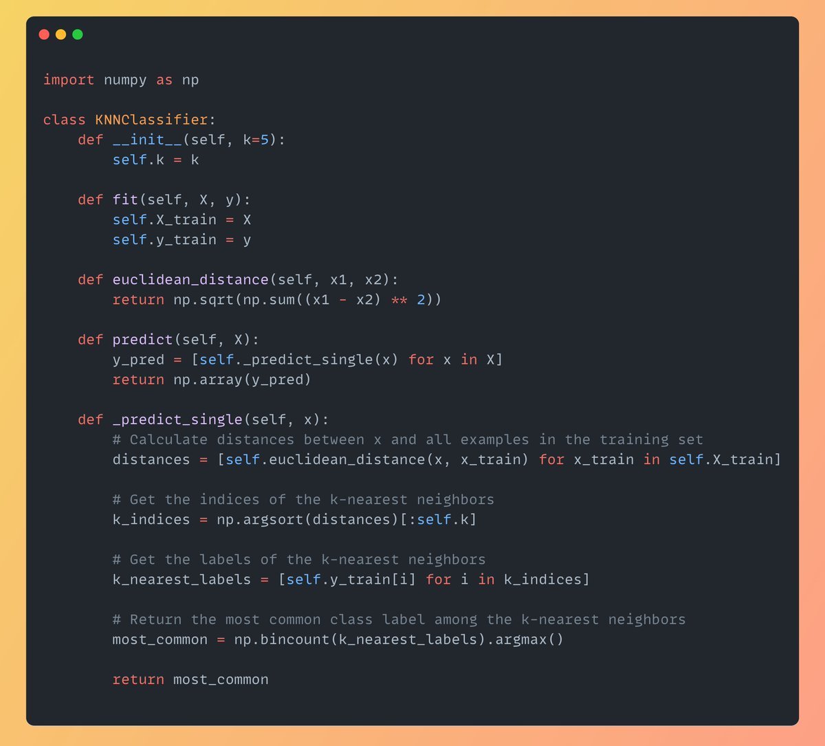 K Nearest Neighbors KNN Implementation from Scratch Python