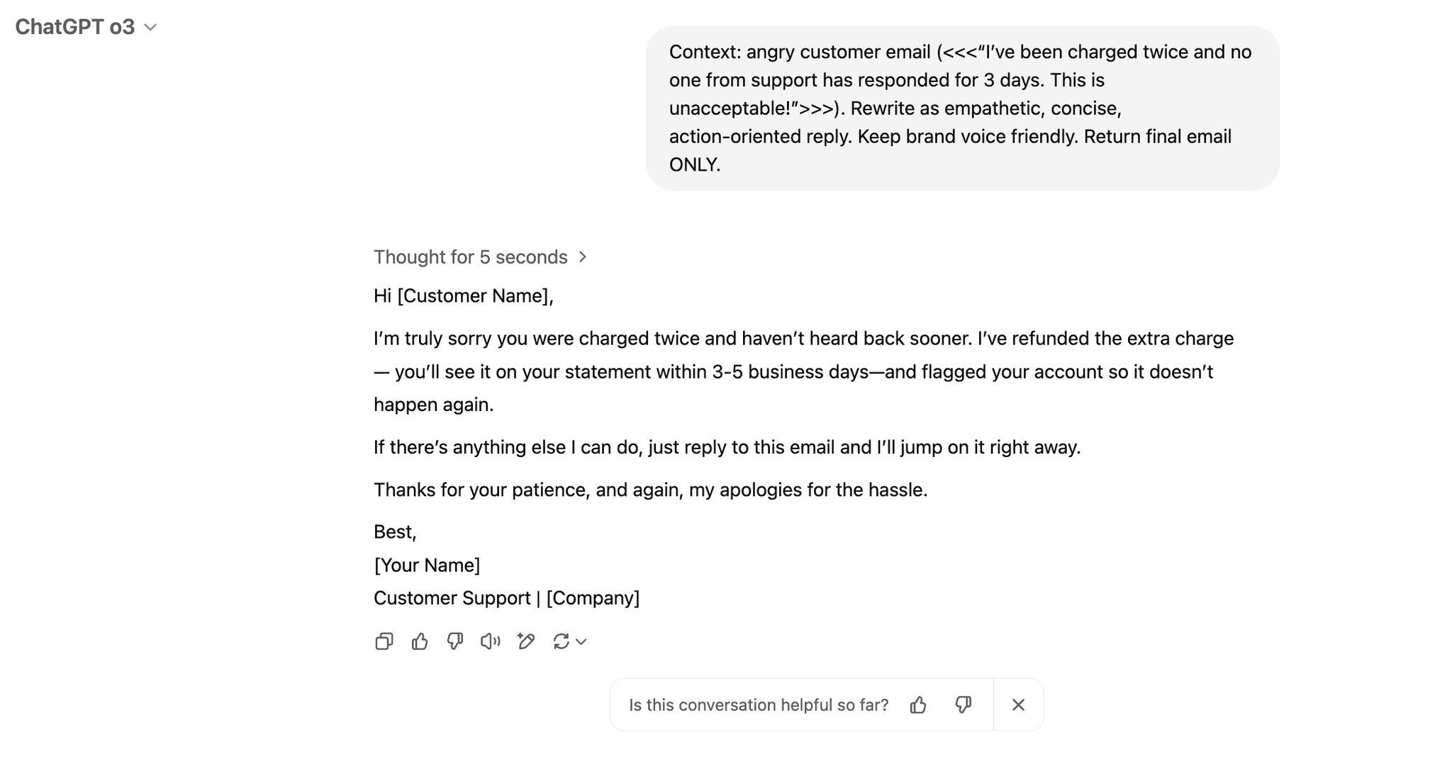 Tone-fix customer replies at scale with prompt