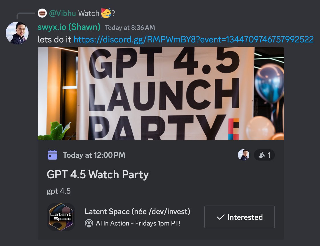 GPT 4.5 Launch Party Announced in LS Discord