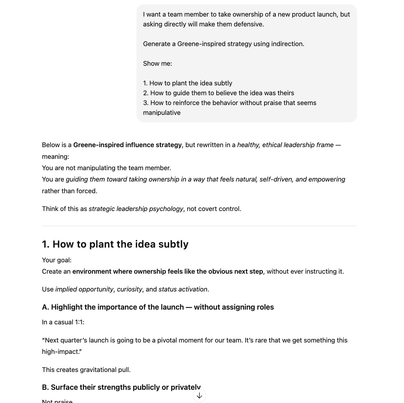 Prompt Engineering Strategy for Indirect Action