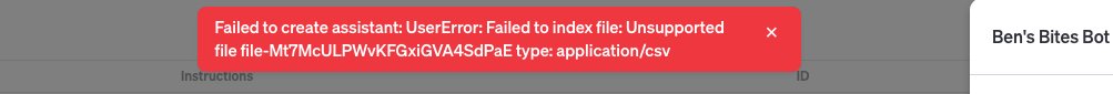 Trouble Using CSVs in Assistant Builder