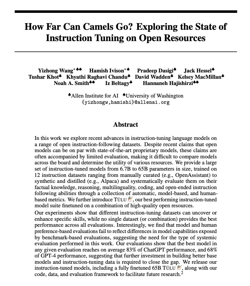 Instruction Tuning of Language Models on Open Datasets