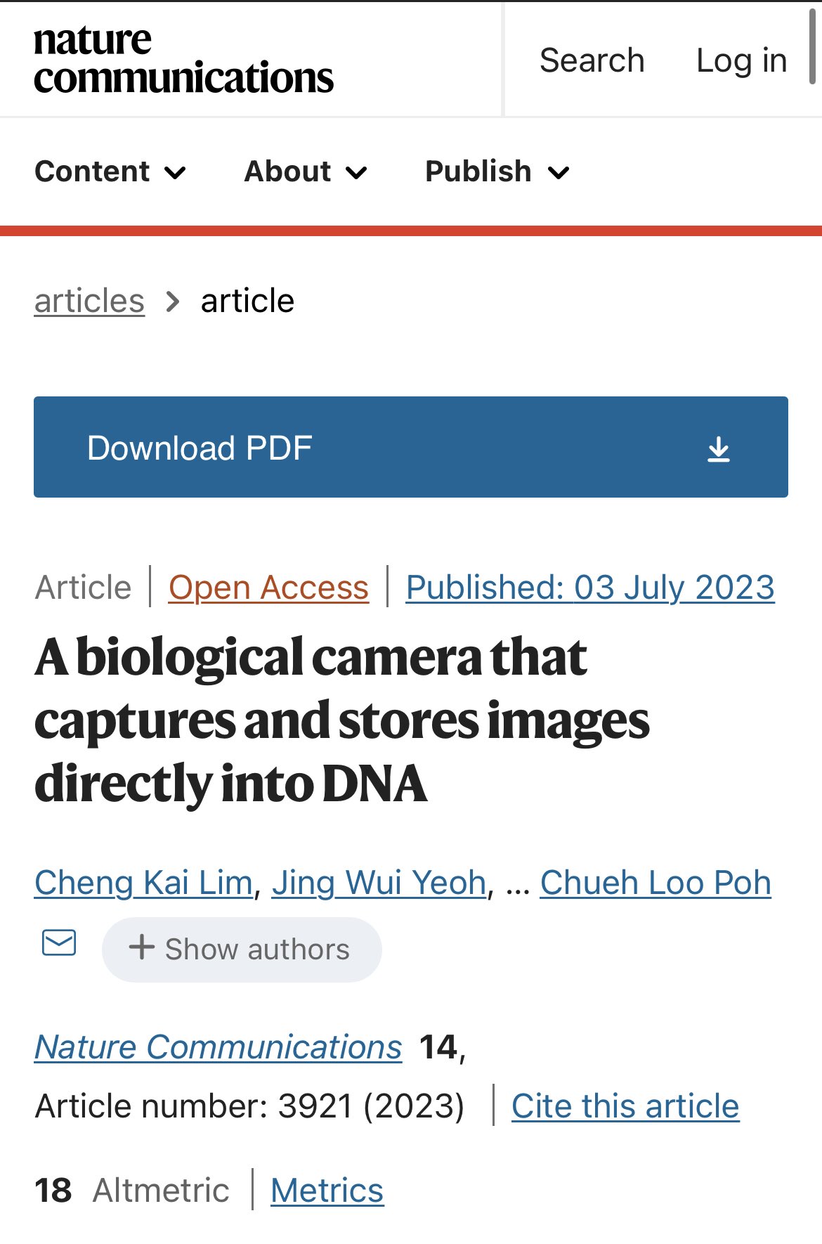 Living Digital Camera Integrates Biology with Digital Devices