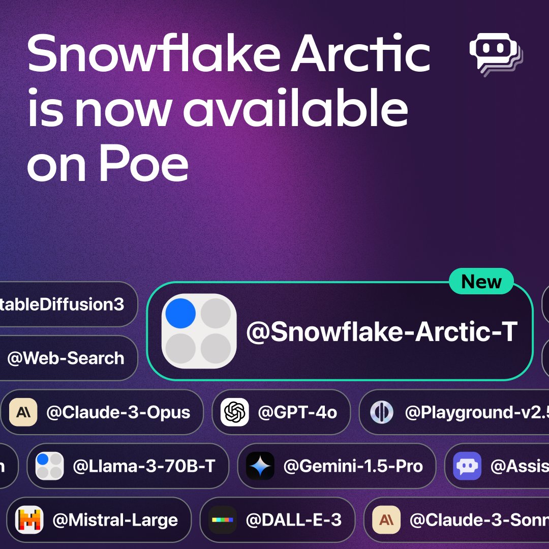 Snowflake Arctic Open-Source Model Now Available on Poe