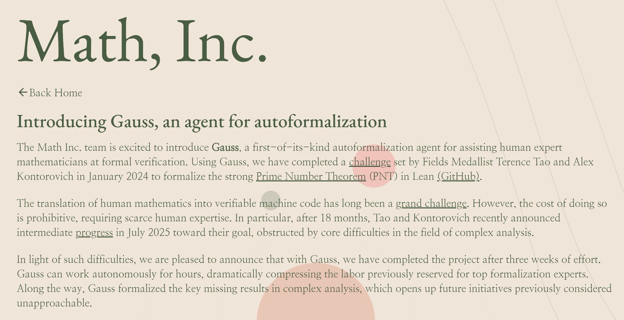 Math Inc launches Gauss: AI-powered mathematical discovery platform
