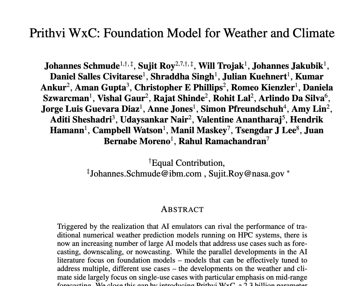 NASA and IBM Present Prithvi WxC Foundation Model for Weather