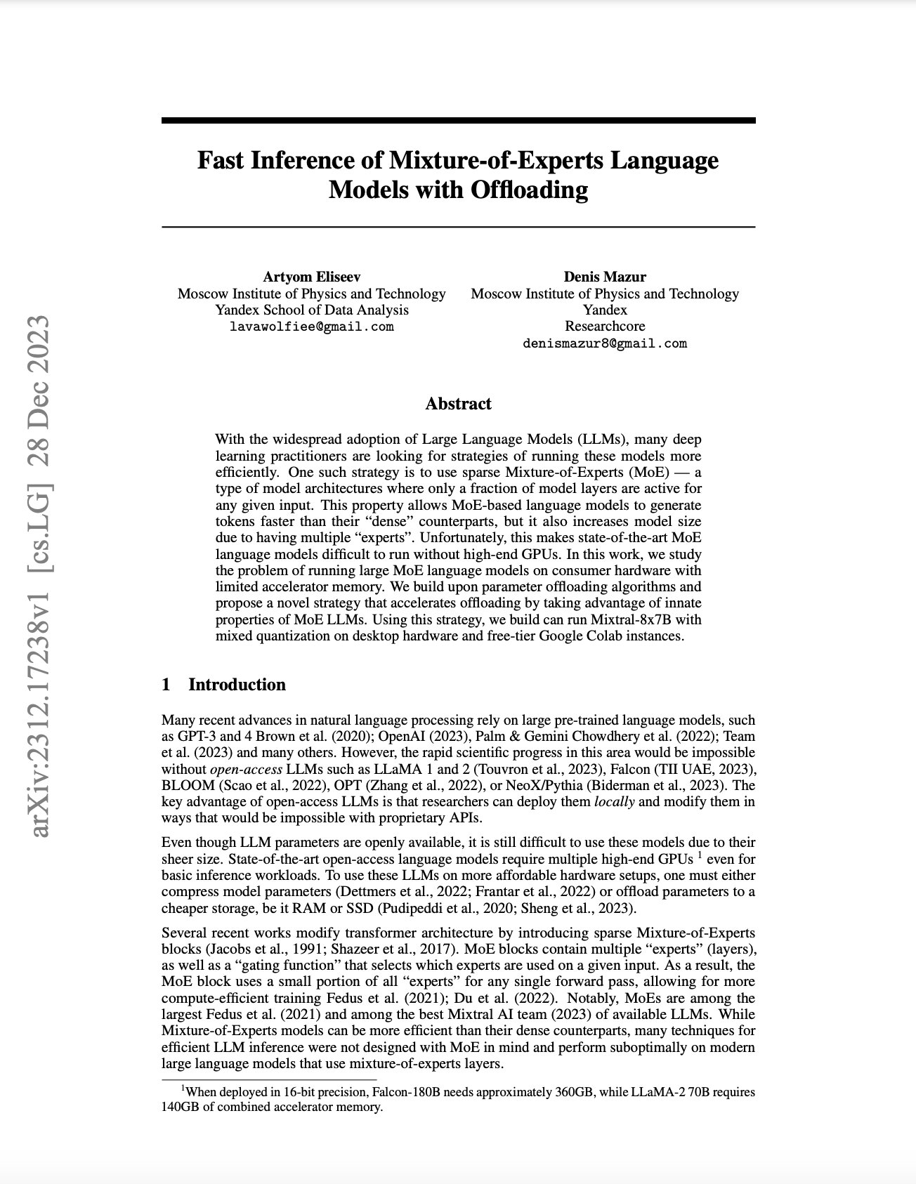 Fast Inference of Mixture-of-Experts Language Models with Offloading