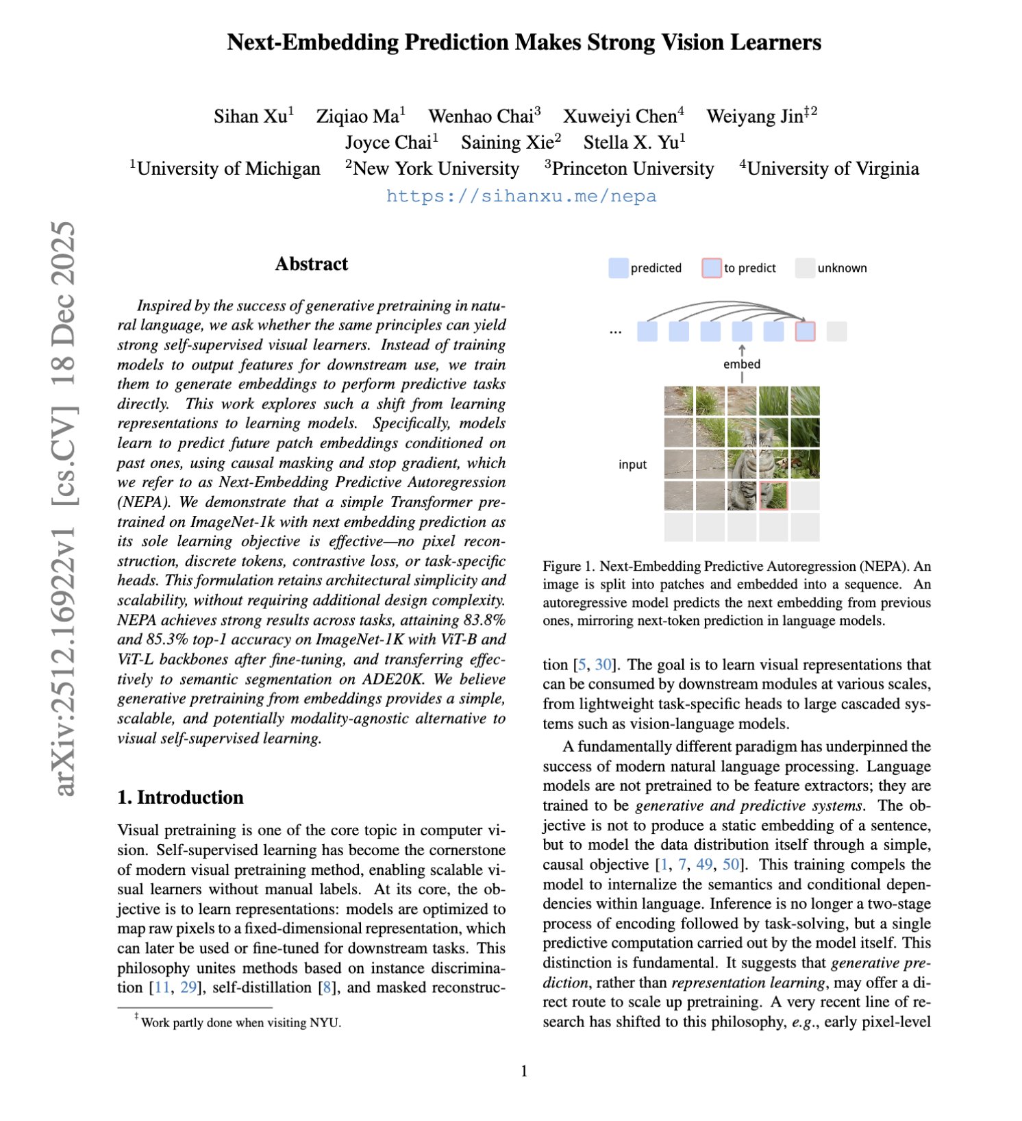 Causal prediction alone enables strong visual learning
