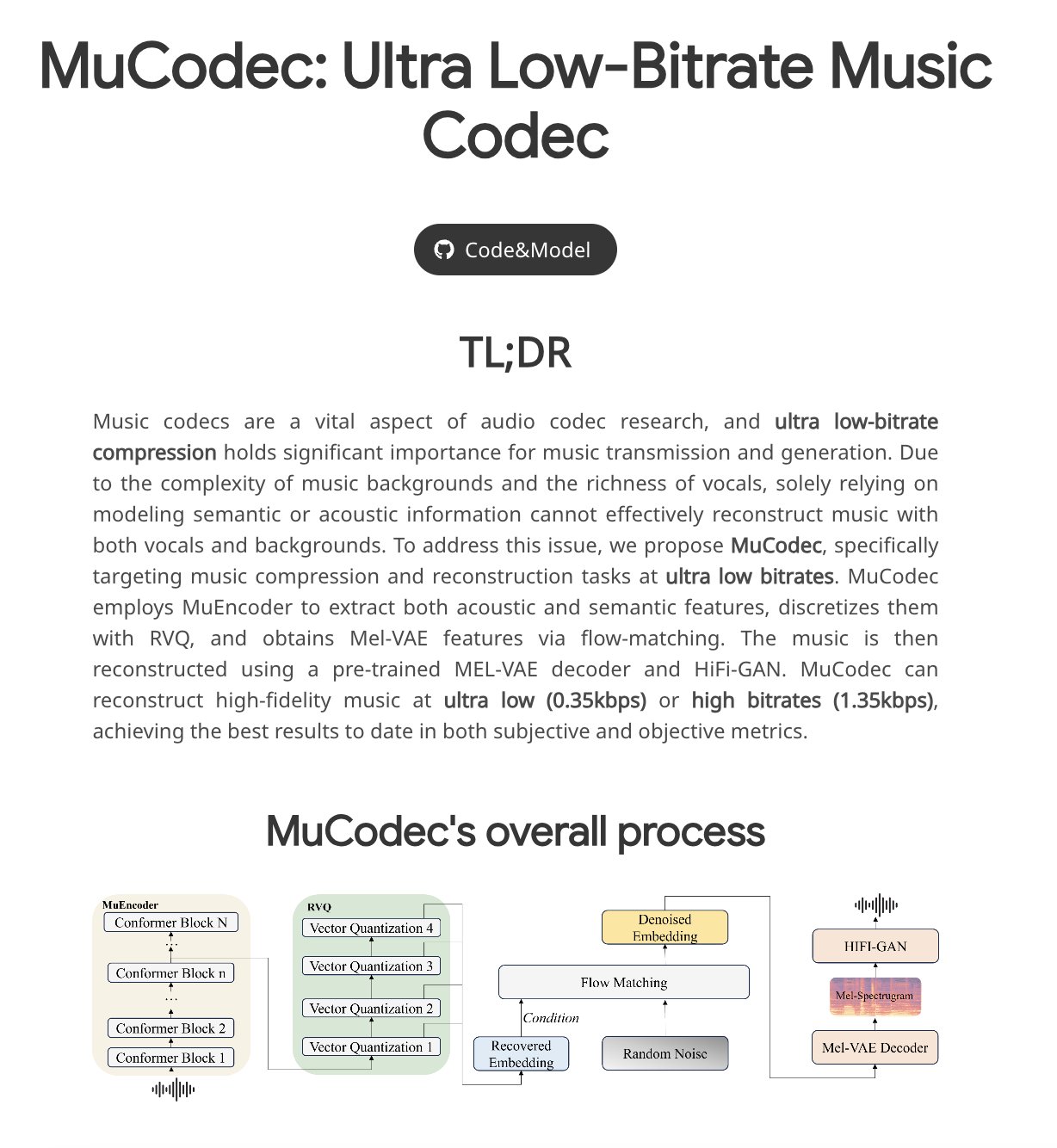 MuCodec: Ultra Low-Bitrate Music Compression Codec