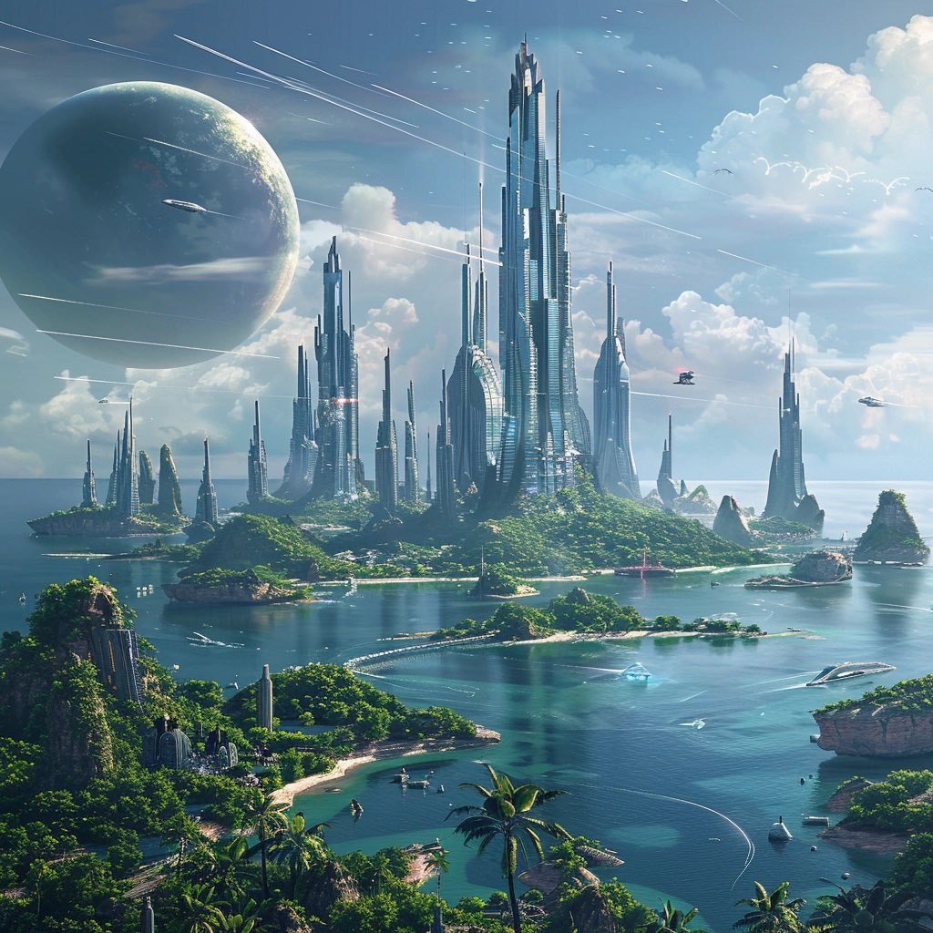 Midjourney Envisions Future Island Cities in Age of Abundance