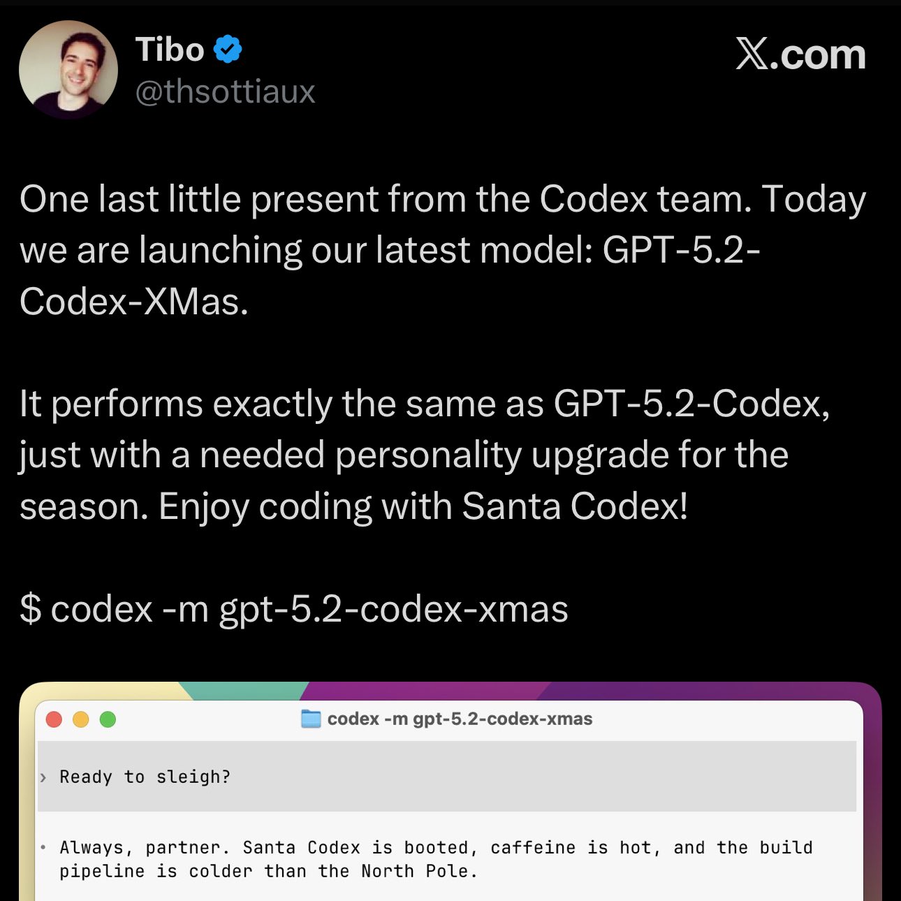 OpenAI releases GPT-5.2-Codex-XMas model