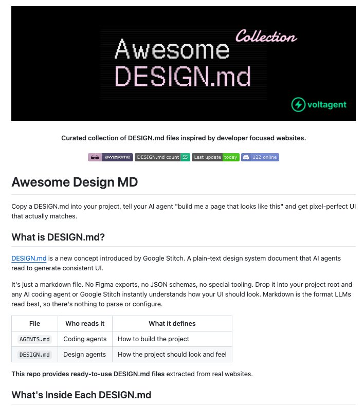Awesome-design-md: Figma for AI agents UI systems