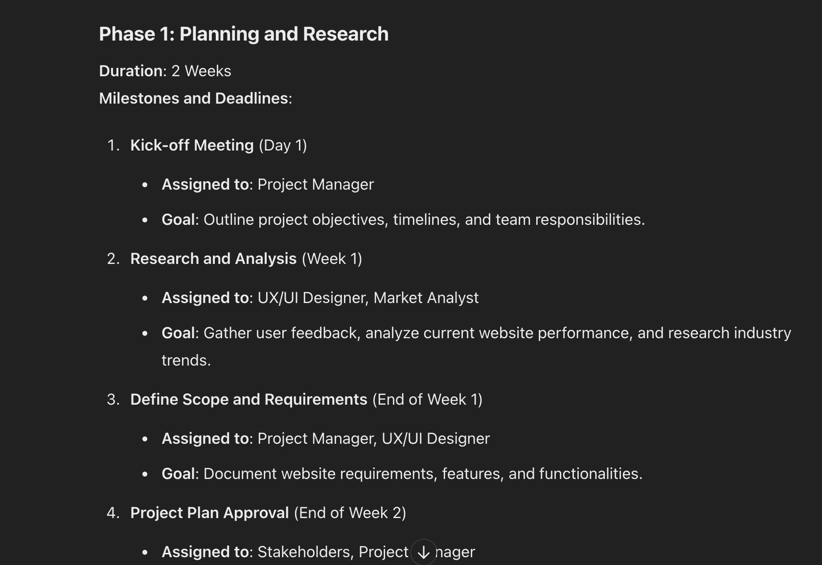 AI Prompt for Detailed Project Planning