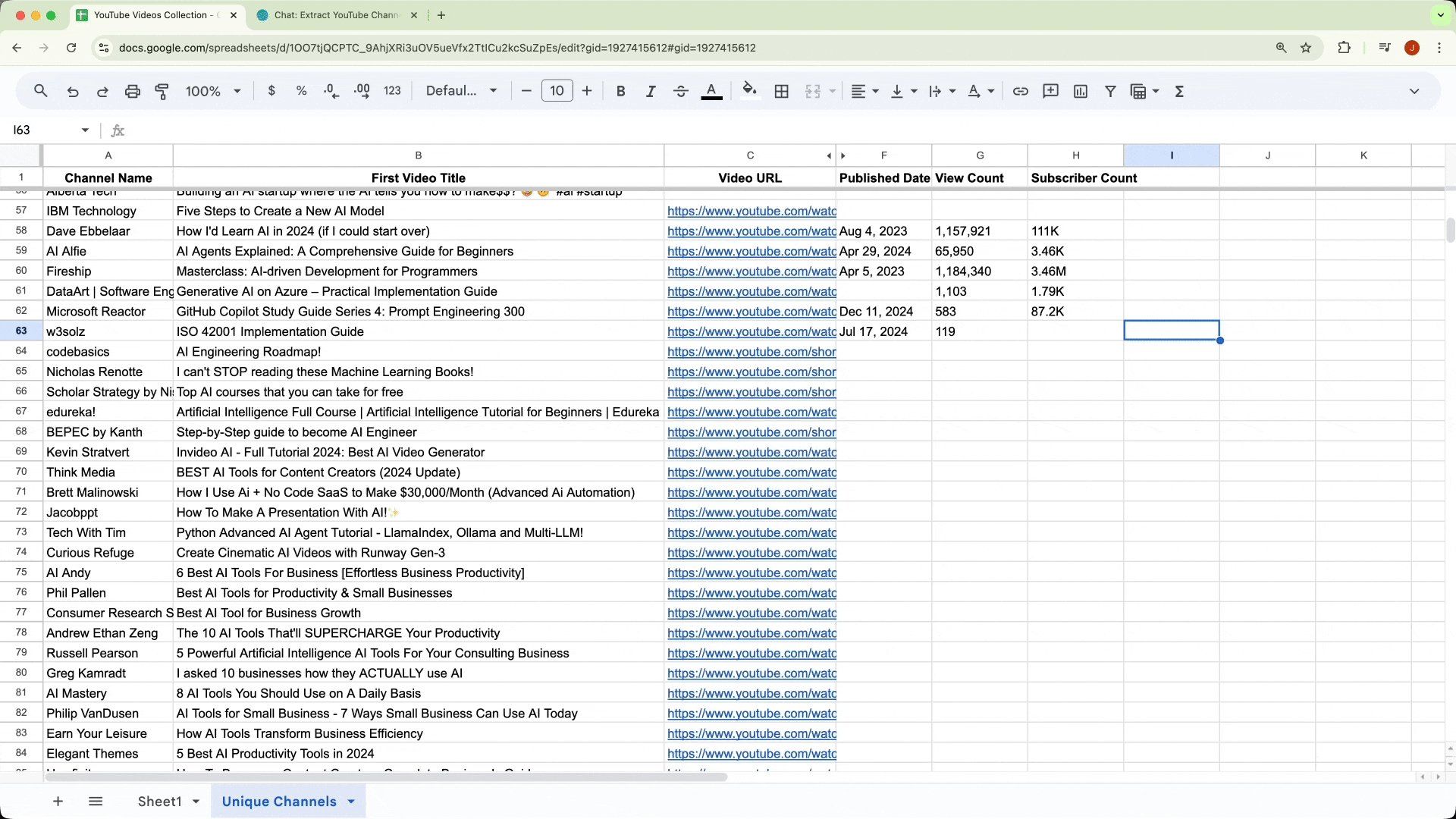 AI Agent Automates YouTube Research and Spreadsheet Population