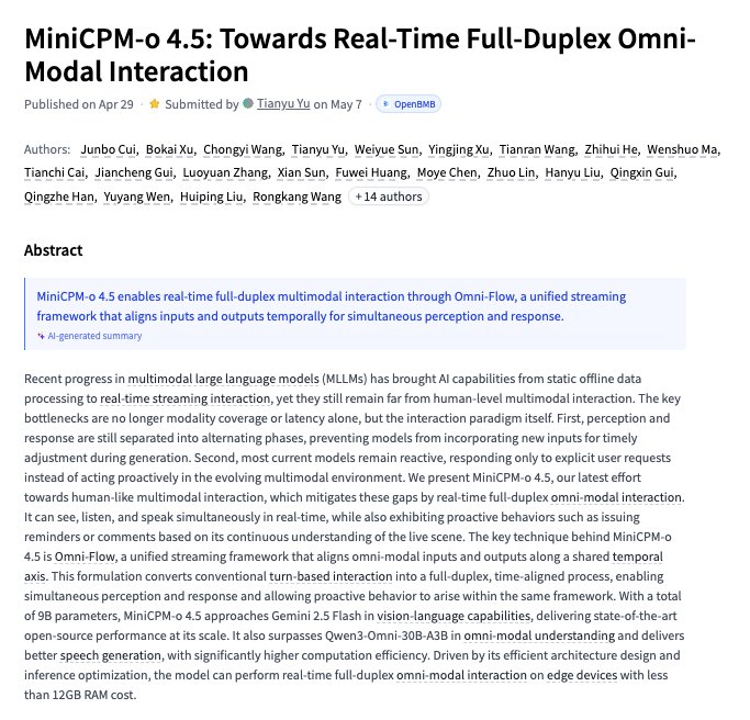 MiniCPM-o 4.5 for omni-modal interactions