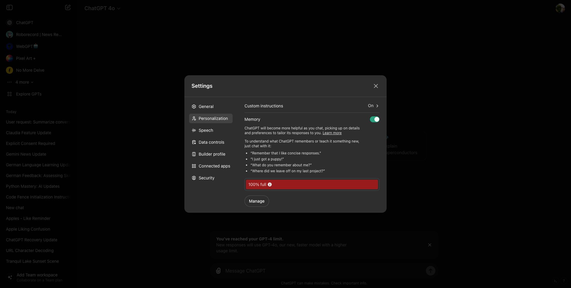 ChatGPT memory capacity and UI update explained