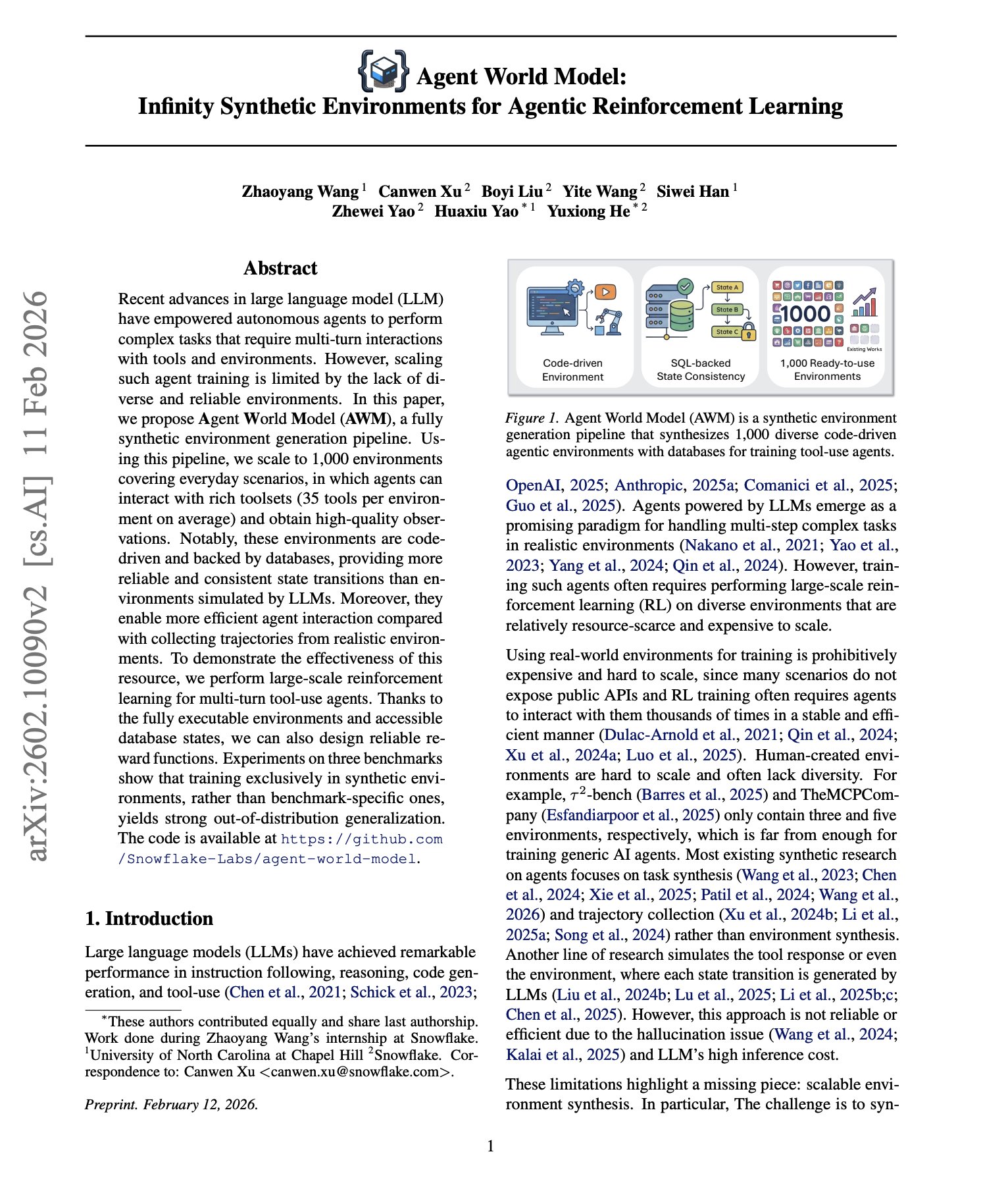 Agent World Model: Synthetic Environments for RL Agent Training