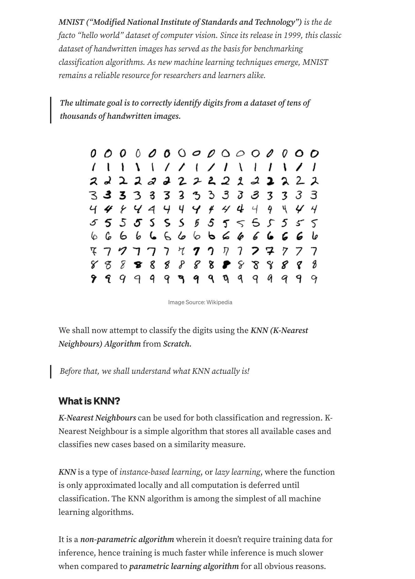 Beginner’s Guide to KNN Applied to MNIST Handwritten Digits
