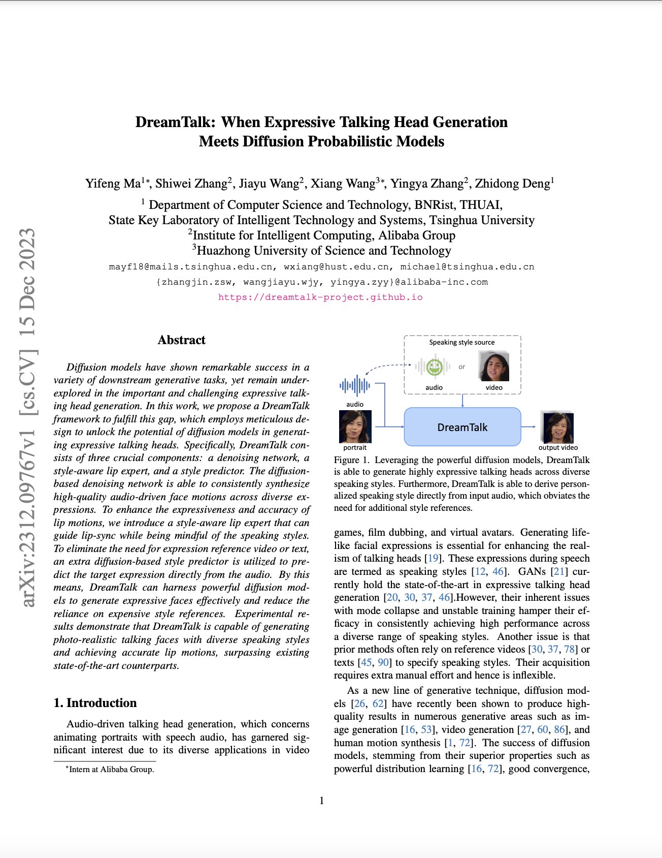 DreamTalk: Expressive Talking Head Generation with Diffusion Models