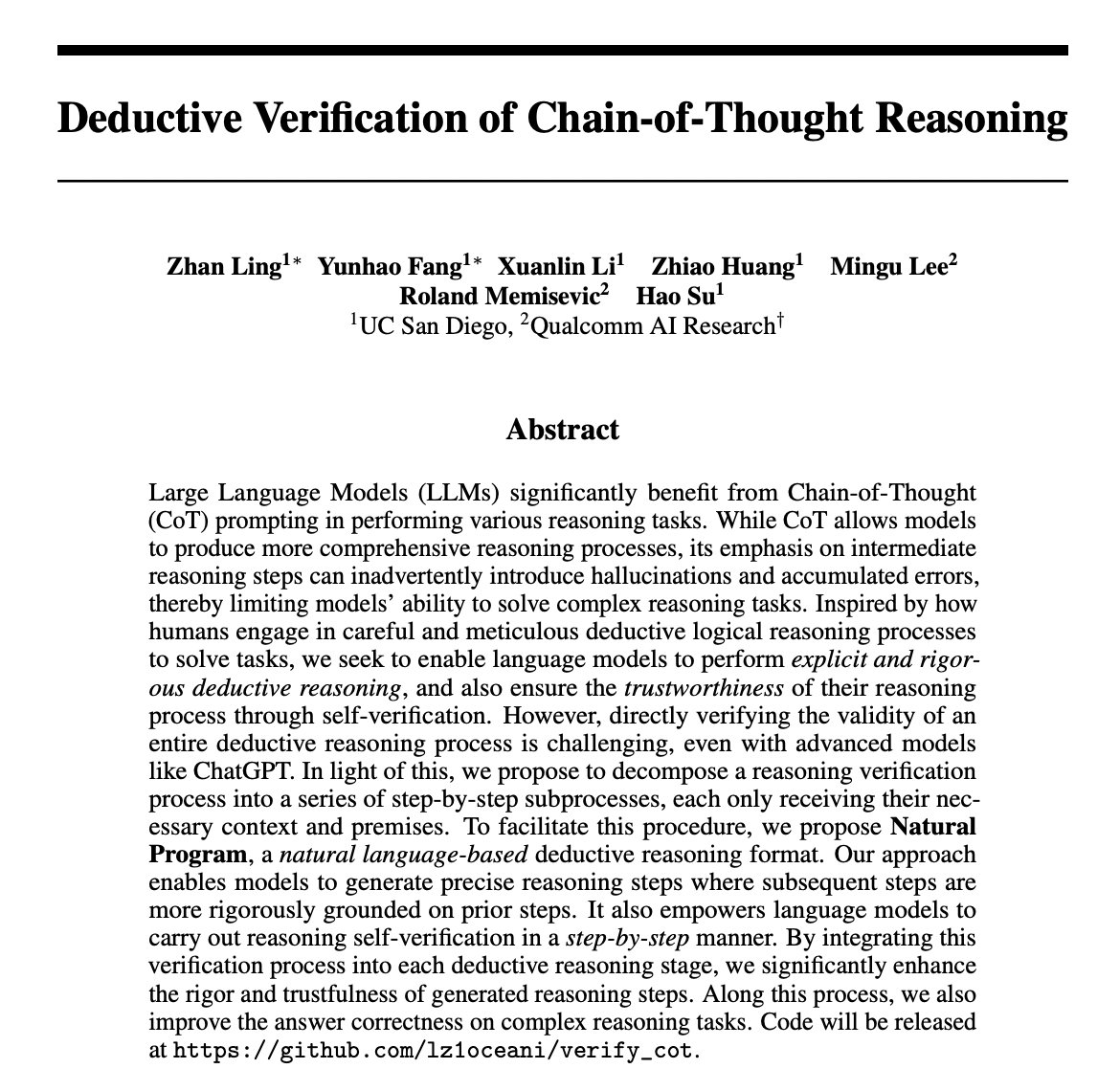Deductive Verification of Chain-of-Thought Reasoning in Large Language Models
