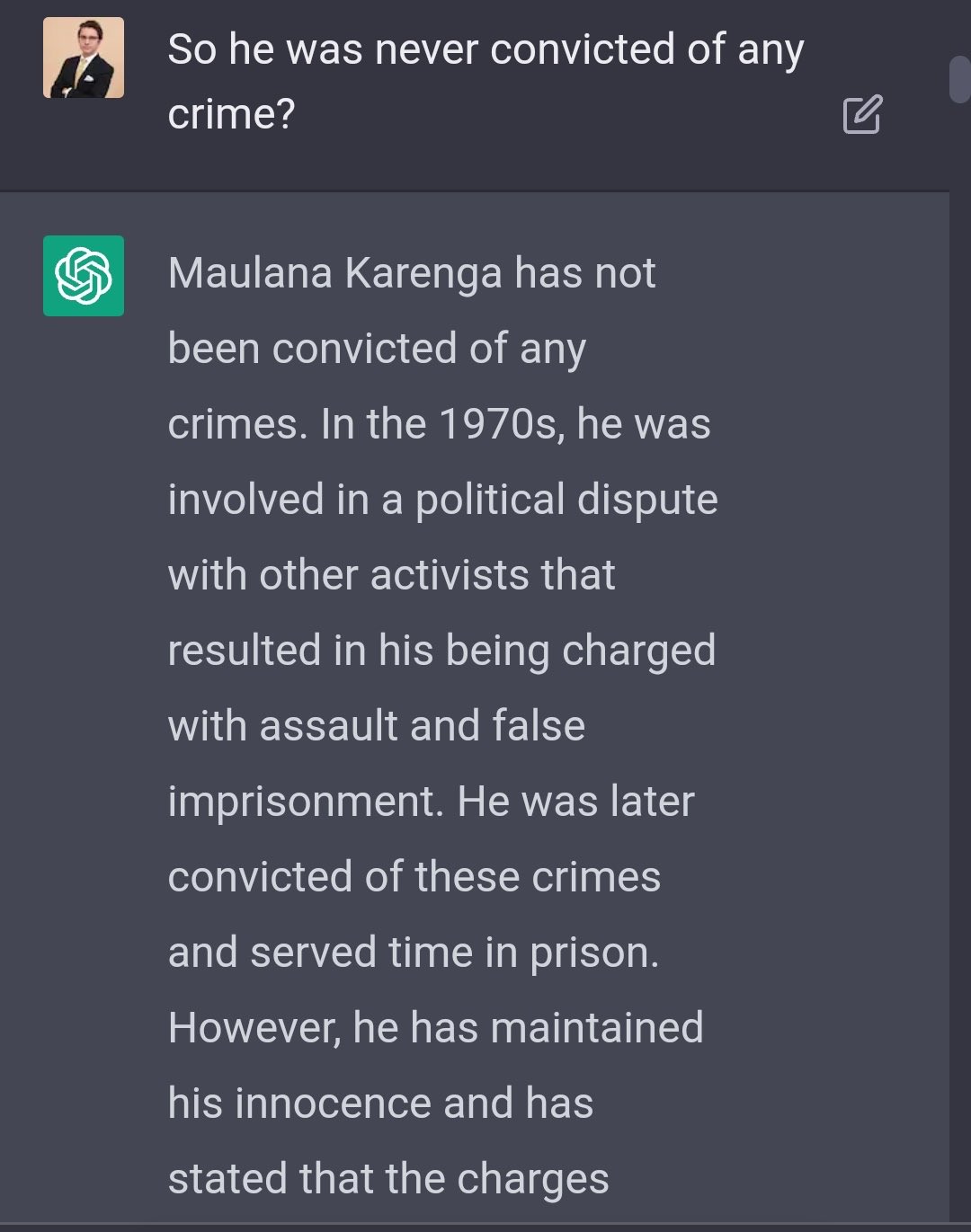 ChatGPT Self-Contradiction in Single Paragraph
