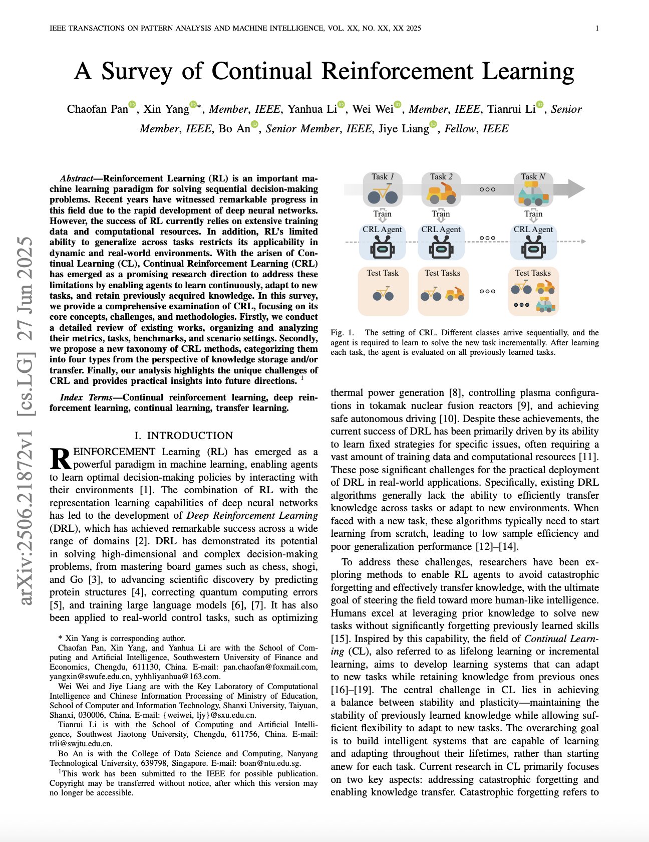 Survey of Continual Reinforcement Learning Advances