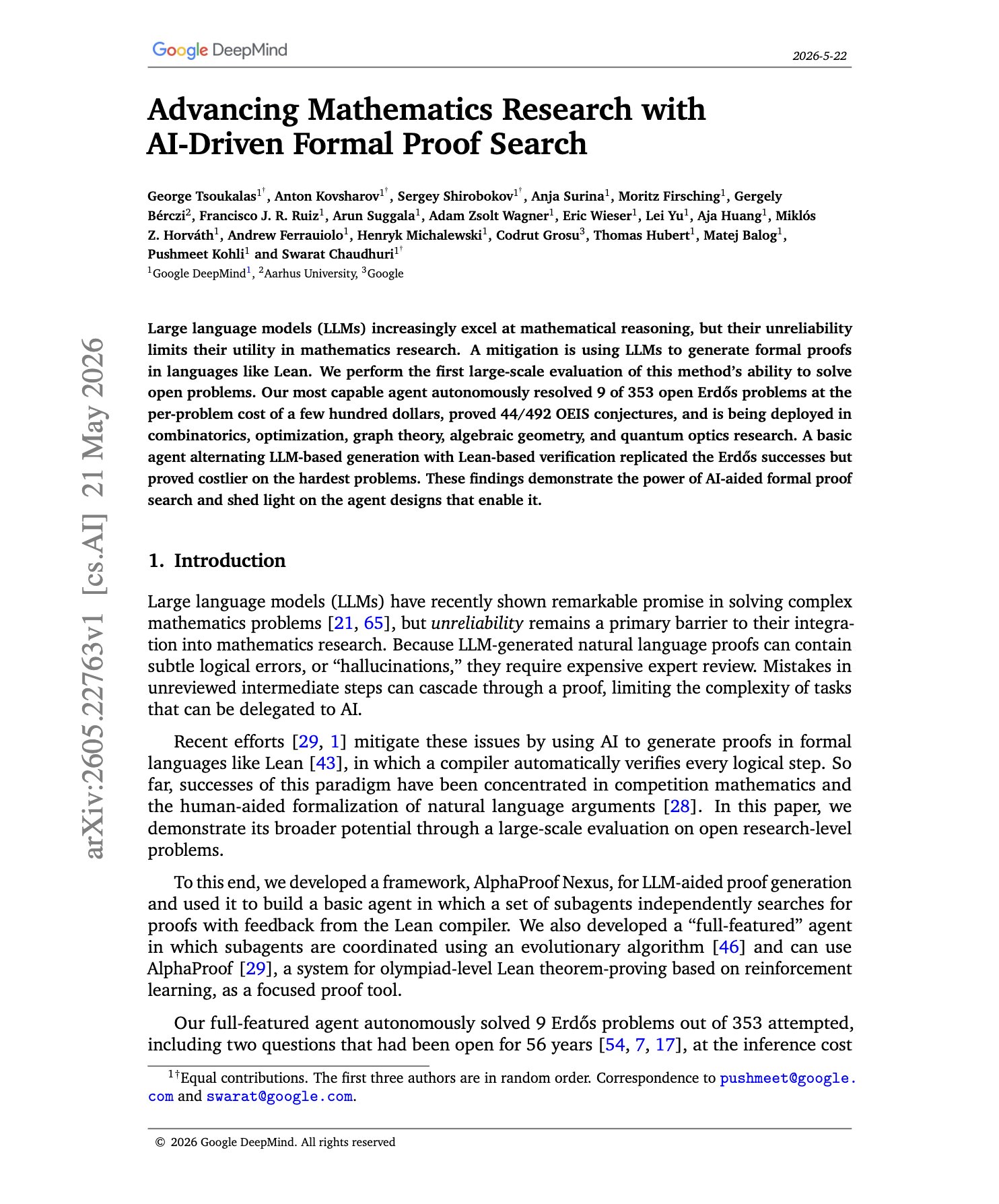 DeepMind LLMs Lean Proof-Search Agents Solve Open Problems