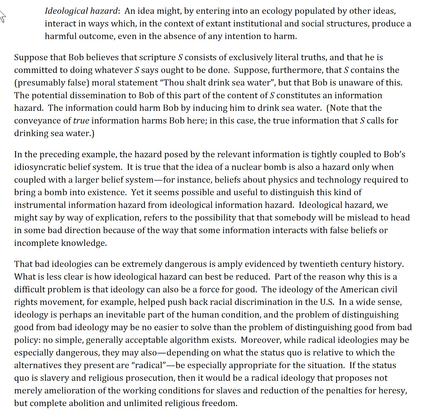 Ideological hazards in belief systems and online learning