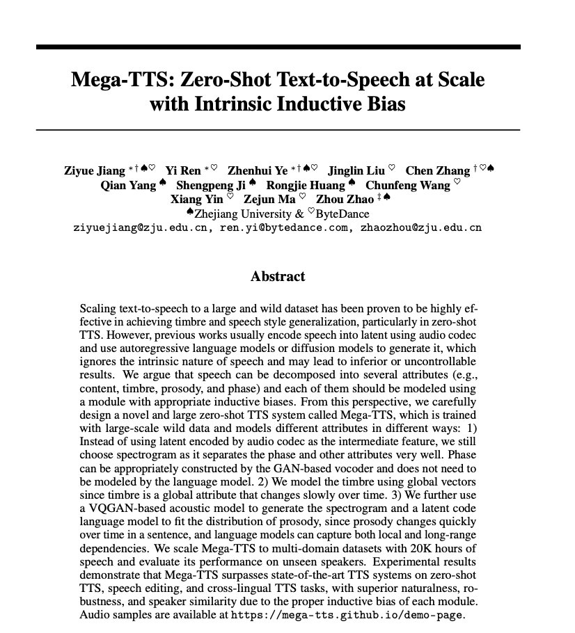 Mega-TTS: Zero-Shot Text-to-Speech Scaling with Inductive Bias