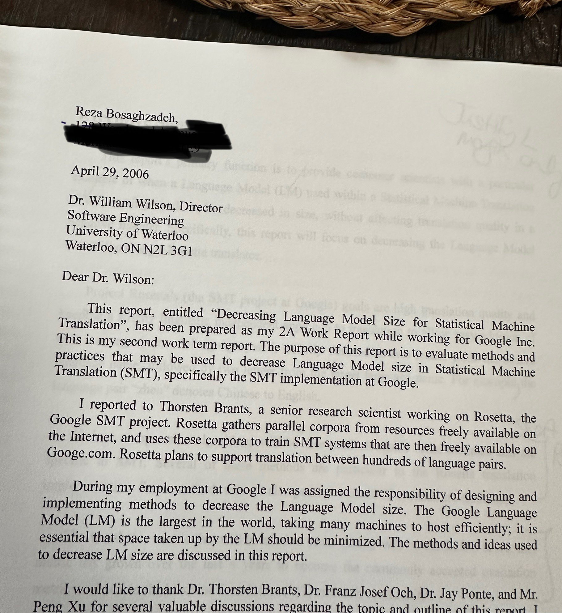Language Model Optimization Report from Google Internship 18 Years Ago