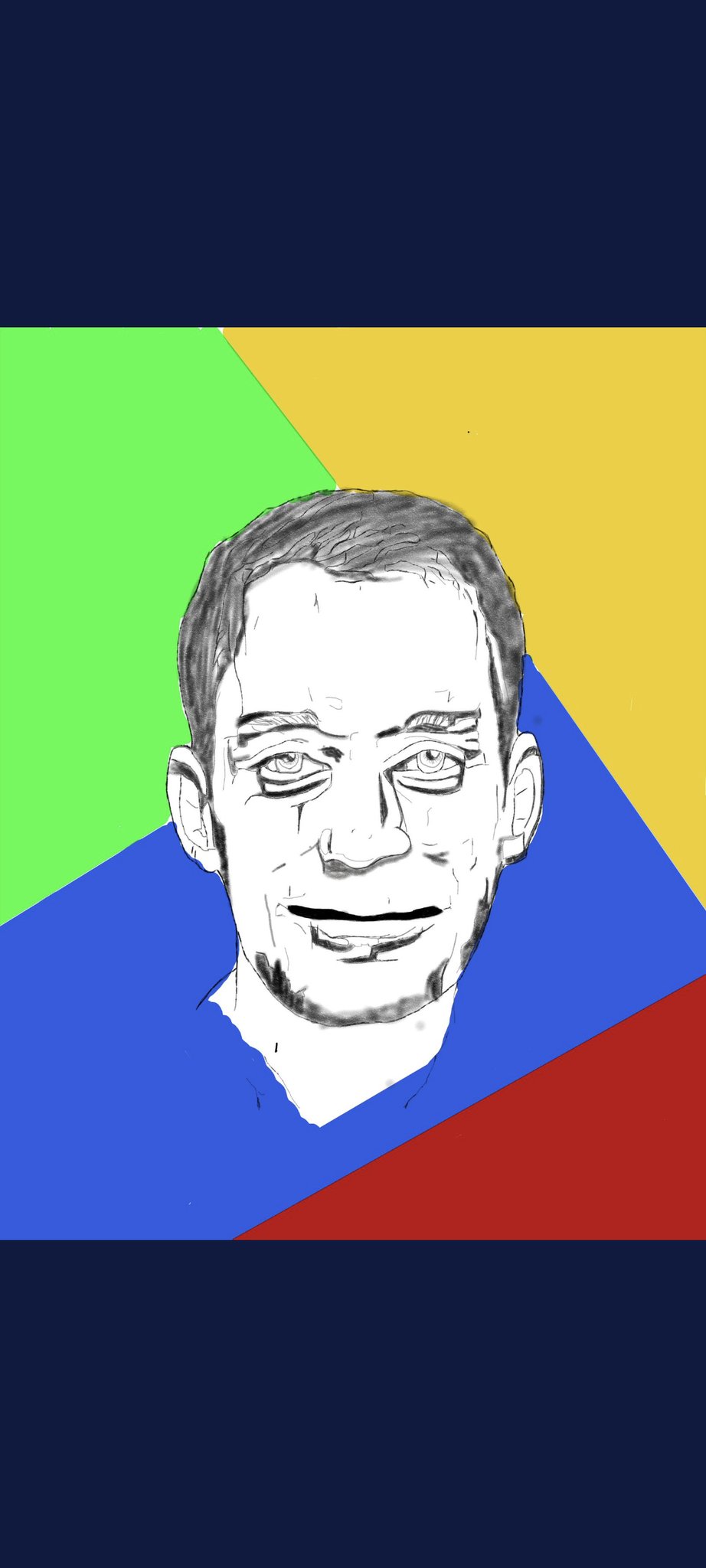 Student creates non-AI artwork of professor including cyborg version