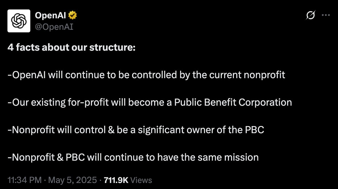 OpenAI Converts For-Profit Arm to Public Benefit Corporation
