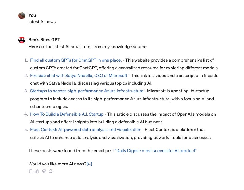 Ben’s Bites GPT: AI News and Product Launches Tool