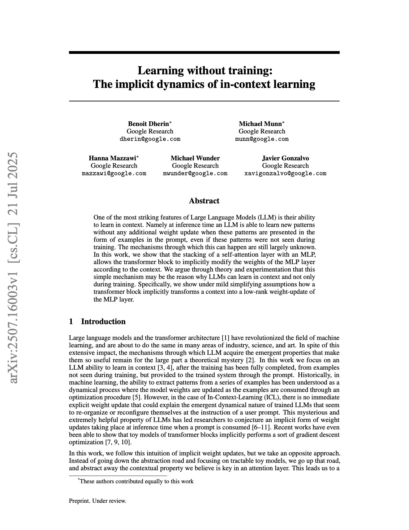 In-Context Learning as Implicit Gradient Descent During Inference